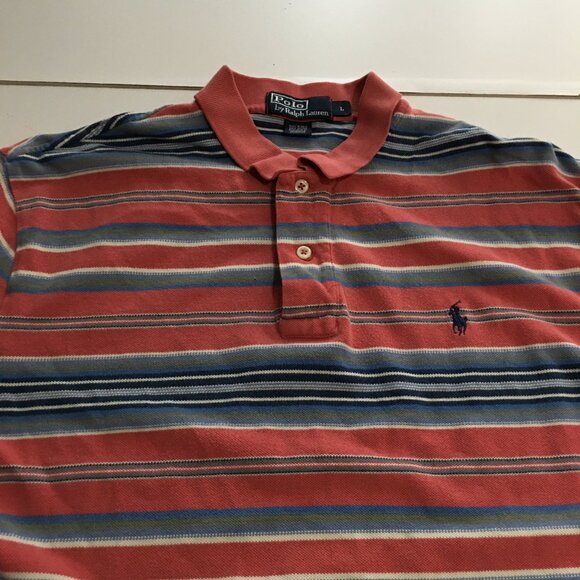 Polo Ralph Lauren Mens Large Short Sleeve Polo Shirt Striped - Picture 3 of 8